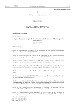 Resolu&ccedil;&atilde;o do Parlamento Europeu, de 19-10-2010