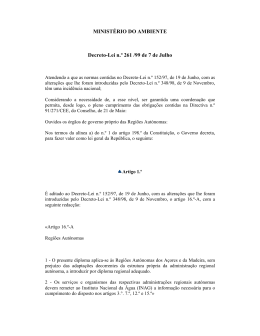 MINISTÉRIO DO AMBIENTE Decreto-Lei n.º 261 /99 de 7 de Julho