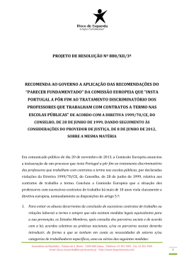 projeto de resolução nº 880/xii/3ª recomenda ao governo a
