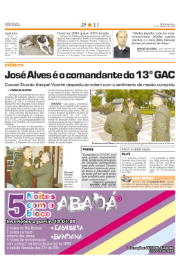 EXÉRCITO José Alves é o comandante do 13º GAC