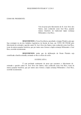REQUERIMENTO PESAR Nº 12/2015 EXMO SR. PRESIDENTE