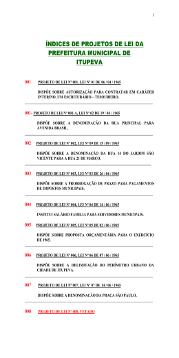 &Iacute;NDICES DE PROJETOS DE LEI DA