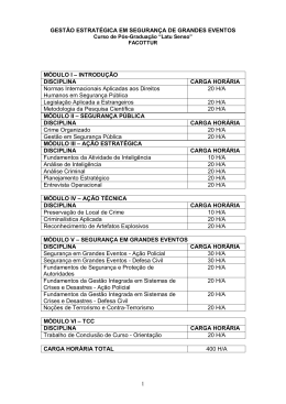 MÓDULO I - Políticas Públicas, Gestão da Segurança