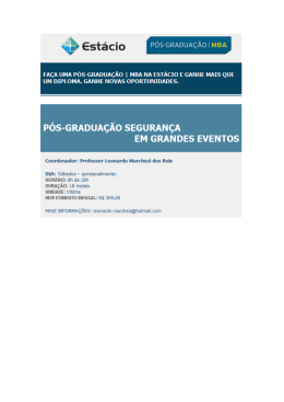 Pós-GRADUAÇÃO sEGuRANÇA EM GRANDES EvENTos