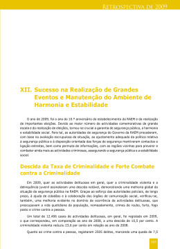 XII. Sucesso na Realiza&ccedil;&atilde;o de Grandes Eventos e Manuten&ccedil;&atilde;o do