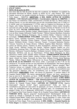 CONSELHO MUNICIPAL DE SAÚDE 1 ATA Nº 13/2014