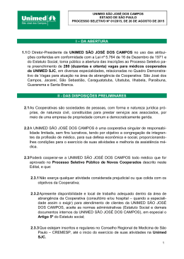 I &ndash; DA ABERTURA 1.1 O Diretor-Presidente da UNIMED S&Atilde;O JOS&Eacute;