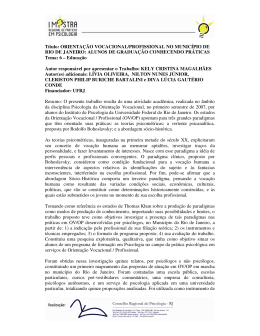 Título: ORIENTAÇÃO VOCACIONAL/PROFISSIONAL NO - CRP-RJ