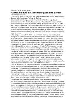 Acerca do livro de Jos&eacute; Rodrigues dos Santos