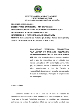 Processo PGT/CCR/nº 249/2013 - Ministério Público do Trabalho