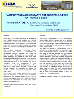 a import&acirc;ncia do contacto precoce pele-a