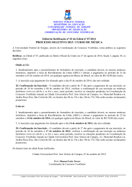 PROCESSO SELETIVO 2015 / CURSO DE MÚSICA - CCV