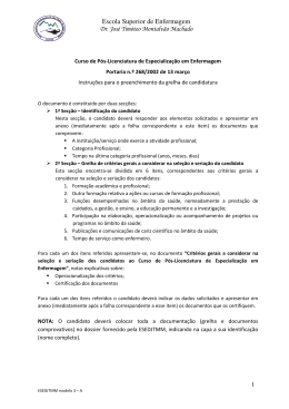 Impresso de Candidatura - Escola Superior de Enfermagem Dr
