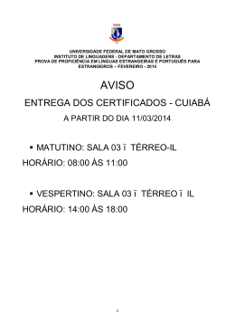 ENTREGA DOS CERTIFICADOS - CUIAB&Aacute;