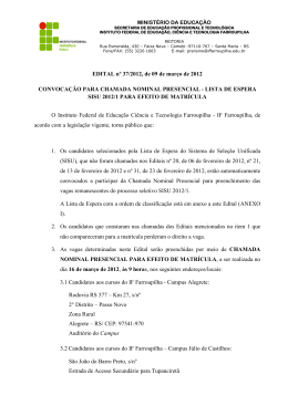 Edital N&ordm; 37/2012 - Convoca&ccedil;&atilde;o Chamada Nominal Presencial