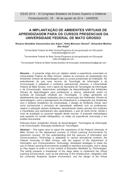 a implanta&ccedil;&atilde;o de ambientes virtuais de aprendizagem
