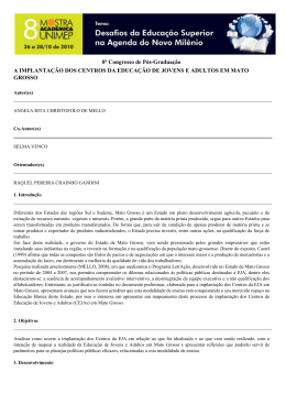 a implanta&ccedil;&atilde;o dos centros da educa&ccedil;&atilde;o de jovens e