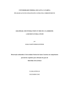 Grammar and interaction in the EFL classroom: a sociocultural study