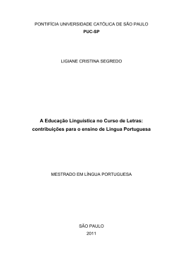 A Educa&ccedil;&atilde;o Lingu&iacute;stica no Curso de Letras: contribui&ccedil;&otilde;es para o