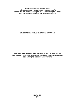 fatores influenciadores da ado&ccedil;&atilde;o de um metodo de custeio