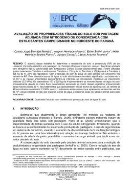 avalia&ccedil;&atilde;o de propriedades f&iacute;sicas do solo sob pastagem