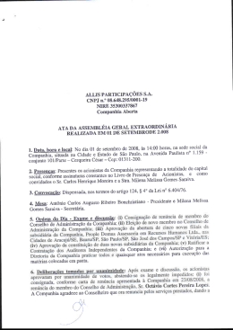 ALLIS PARTICIPA&Ccedil;&Otilde;ES s.A.