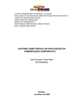 youtube como ve&iacute;culo de divulga&ccedil;&atilde;o da comunica&ccedil;&atilde;o
