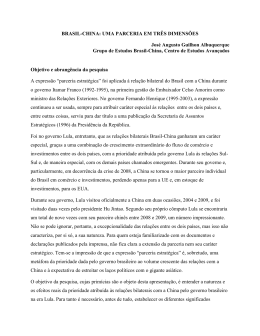 BRASIL-CHINA: UMA PARCERIA EM TRÊS DIMENSÕES José
