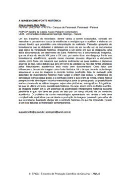 A IMAGEM COMO FONTE HISTÓRICA José Augusto Alves Netto