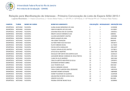 Primeira Convoca&ccedil;&atilde;o da Lista de Espera SiSU 2015-1