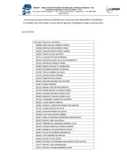 1&ordf; Chamada processo seletivo 25/10/2014 para