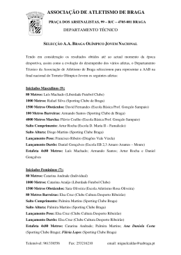 selec&ccedil;&atilde;o a.a. braga ol&iacute;mpico jovem nacional