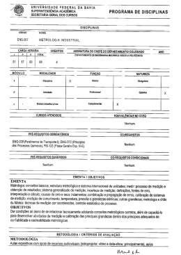 ENG207 - Metrologia Industrial - Obrigat&oacute;ria