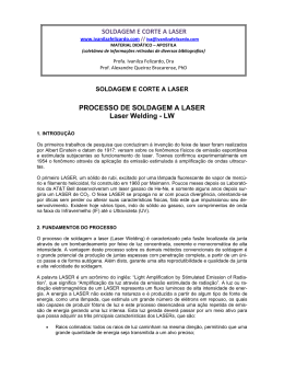 PROCESSO DE SOLDAGEM A LASER Laser Welding