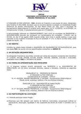 EDITAL PROCESSO LICITAT&Oacute;RIO N&ordm; 04/2009 PREG&Atilde;O