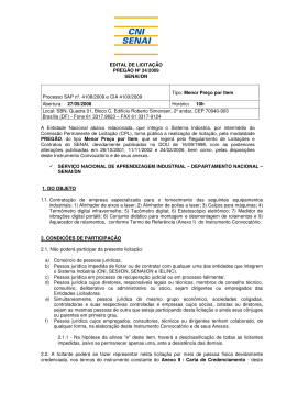 EDITAL DE LICITA&Ccedil;&Atilde;O PREG&Atilde;O N&ordm; 24/2009 SENAI/DN