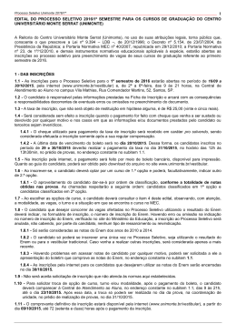 1 edital do processo seletivo 2016/1&ordm; semestre para os cursos de