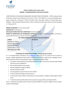 EDITAL N.&ordm; 002/2015 de 08 de Janeiro de 2015 PROMUBE