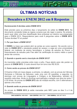 26 ABRIL Descubra o ENEM 2012 em 8 Respostas