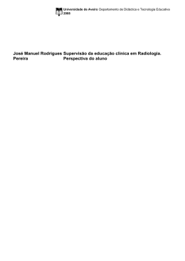 Jos&eacute; Manuel Rodrigues Pereira Supervis&atilde;o da educa&ccedil;&atilde;o cl&iacute;nica em