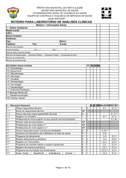 ROTEIRO PARA LABORAT&Oacute;RIO DE AN&Aacute;LISES