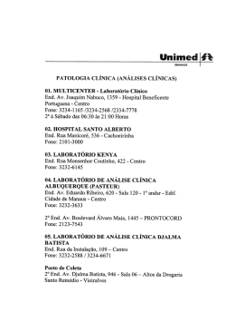 relação de laboratórios – análises clínicas