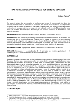DAS FORMAS DE EXPROPRIA&Ccedil;&Atilde;O DOS BENS DO DEVEDOR1