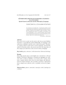 G&Ecirc;NEROS DISCURSIVOS EM MARXISMO E FILOSOFIA DA