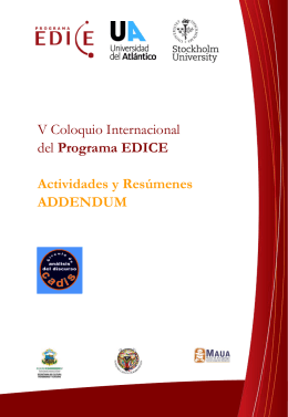 V Coloquio Internacional del Programa EDICE ADDENDUM