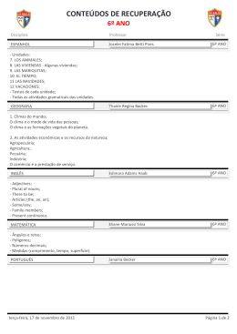 conte&uacute;dos de recupera&ccedil;&atilde;o 6&ordm; ano