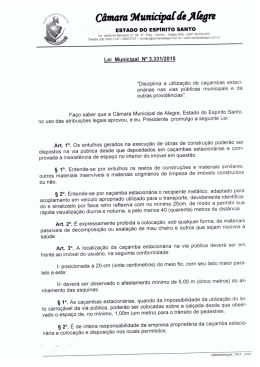 Lei 3331-15 - Cacambas estacionarias nas vias publicas - Alegre-ES