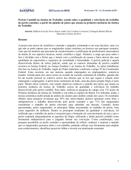 1 Per&iacute;cia Cont&aacute;bil na Justi&ccedil;a do Trabalho: estudo sobre a