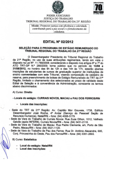PODER JUDICIARIO JUSTIÇA DO `TRABALHO TRIBUNAL