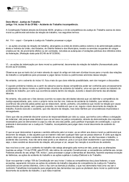Dano Moral - Justi&ccedil;a do Trabalho (artigo 114, inciso